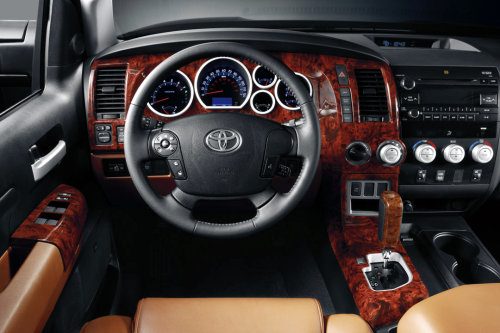 A Tundra with a faux burl wood grain dash kit
